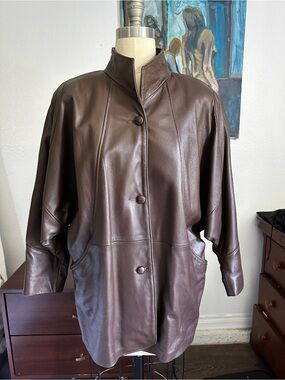 Dark Brown Leather Coat